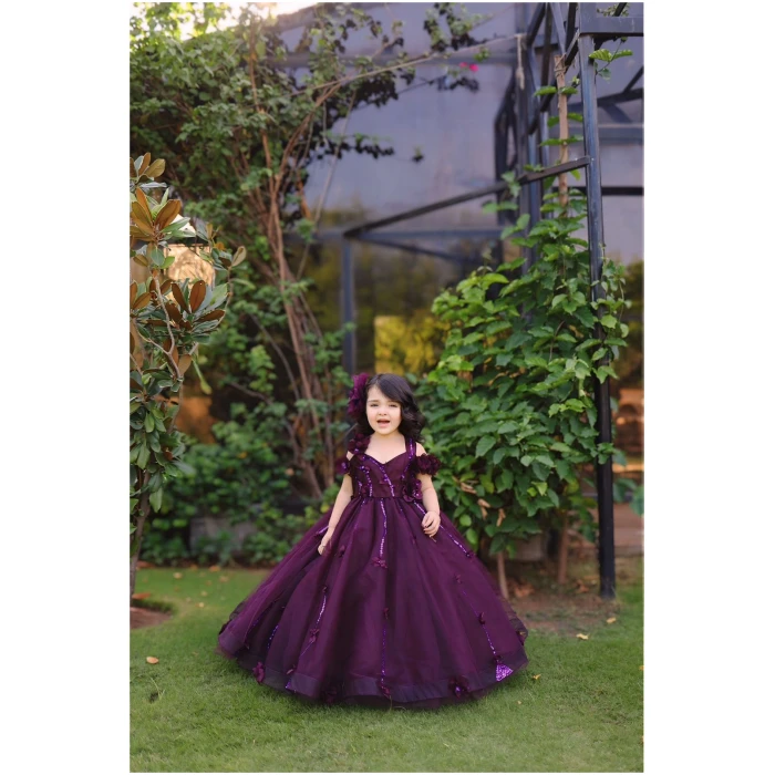 Tulle Princess Gown in plum - Image 2
