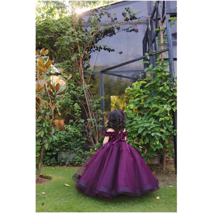 Tulle Princess Gown in plum - Image 3