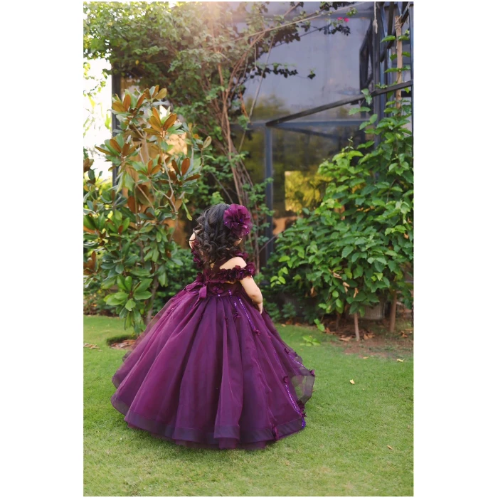 Tulle Princess Gown in plum - Image 6