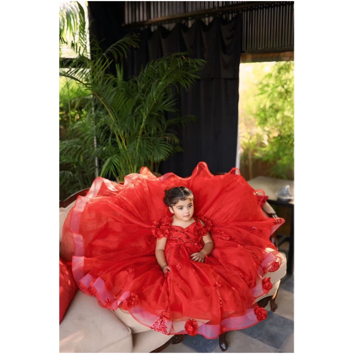 Tulle Princess Gown in Red - Image 3