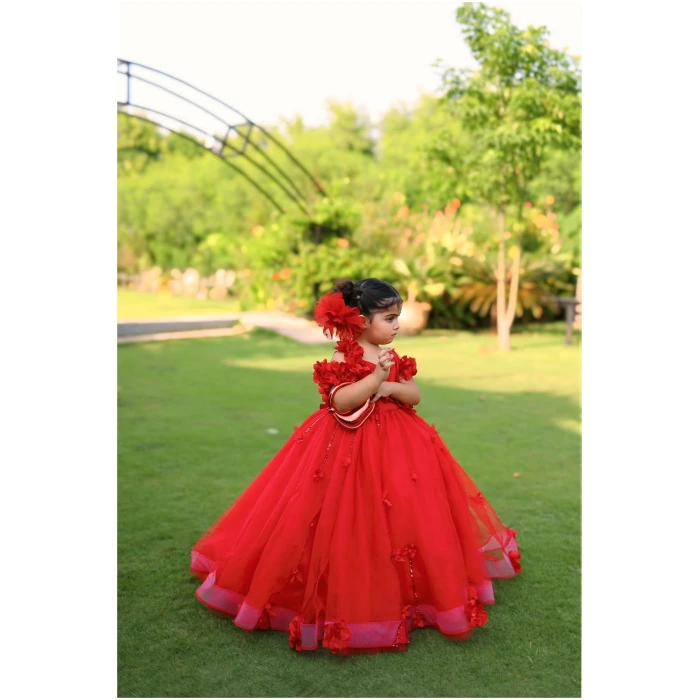 Tulle Princess Gown in Red - Image 4