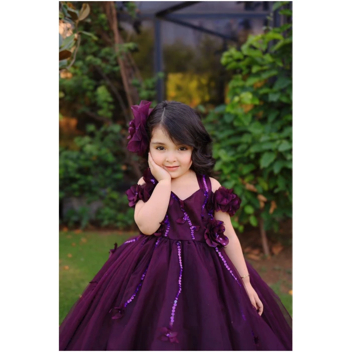 Tulle Princess Gown in plum - Image 1