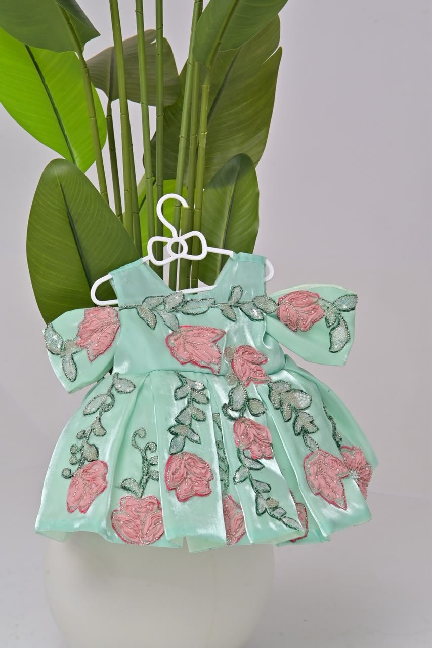 Mint Blossom Luxe Party Dress
